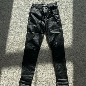 High rise faux leather jeggings black.
